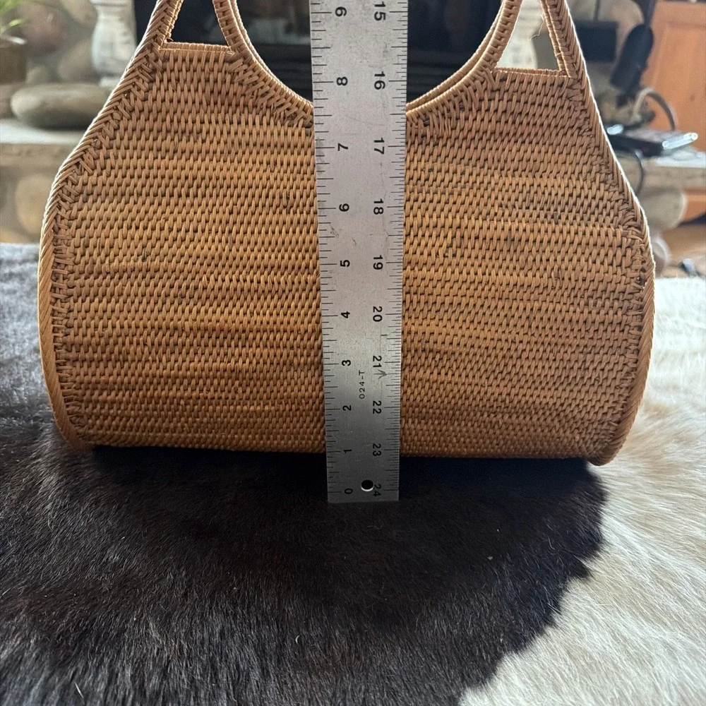 Rattan Bag Hand Woven In Kauai Hawaii Vintage New Never Used Made In Hawaii - Picture 6 of 12